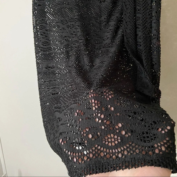 Swim Cover Dress Swimsuit Mesh Cover Open Knit Asymmetrical Lace Size Medium - Picture 9 of 10